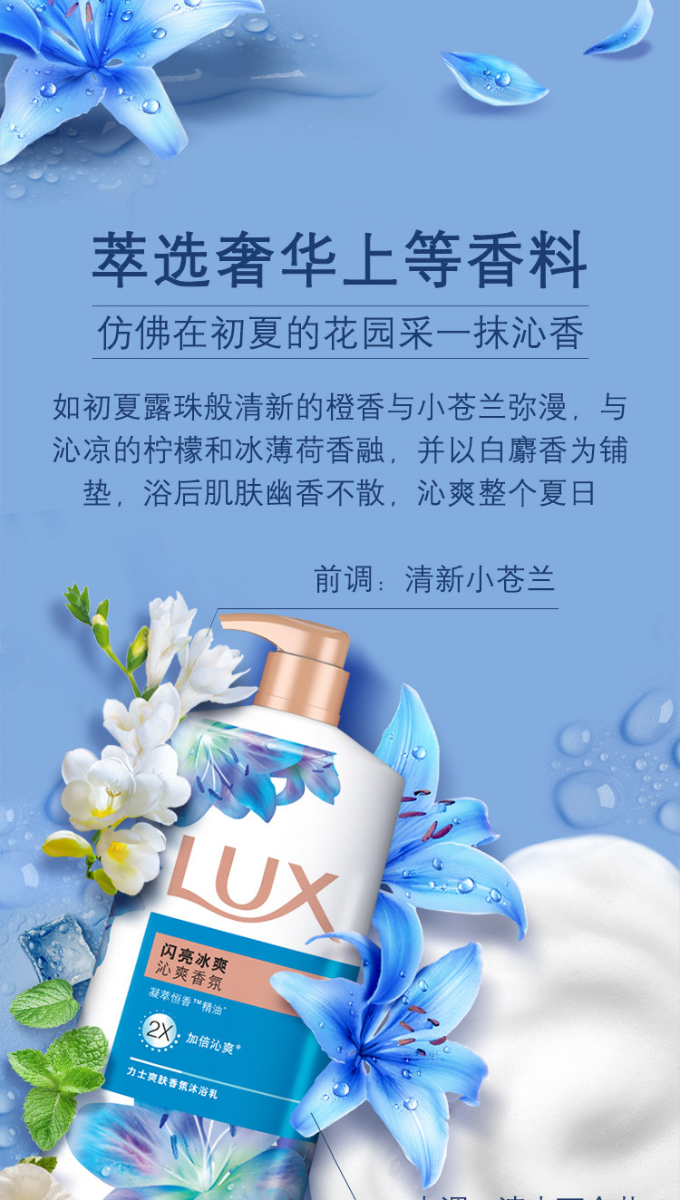 力士/LUX 沐浴露 闪亮冰爽 爽肤沐浴乳1000g