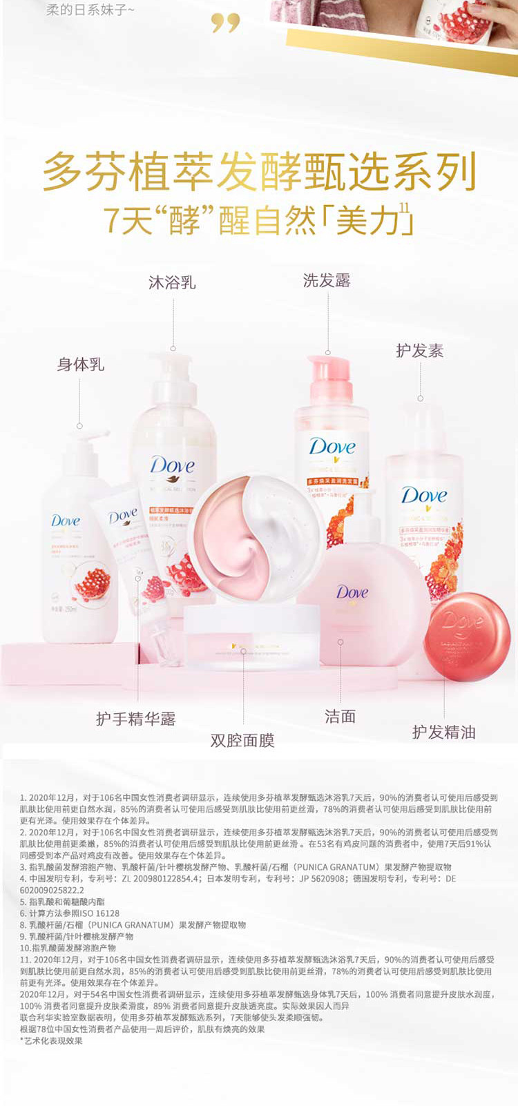 多芬/DOVE 植萃发酵甄选柔滑沐浴乳清甜石榴香500G