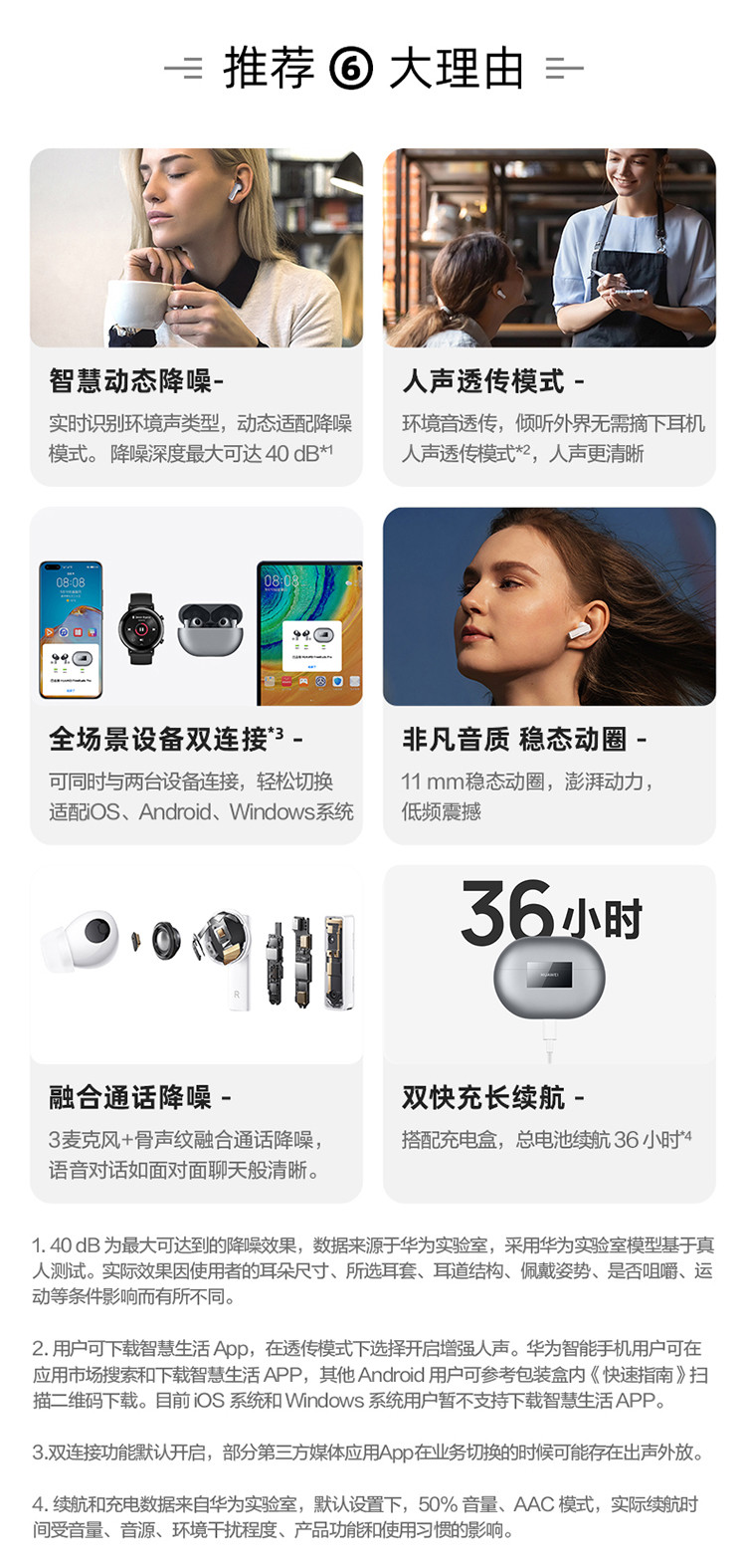 华为/HUAWEI  FreeBuds Pro 主动降噪真无线蓝牙耳机 无线充版