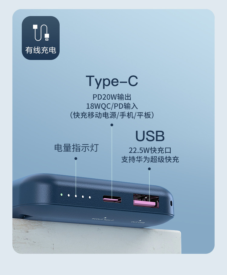 纽曼 磁吸无线充电宝10000毫安移动电源带支架