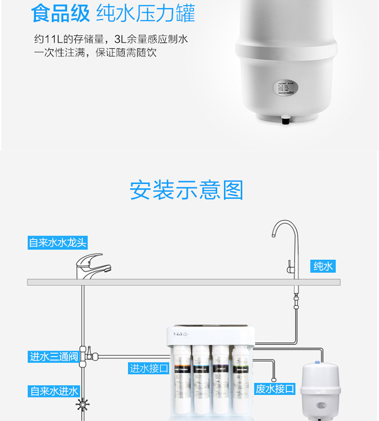 斑马鱼标准型卡接RO机 反渗透净水器