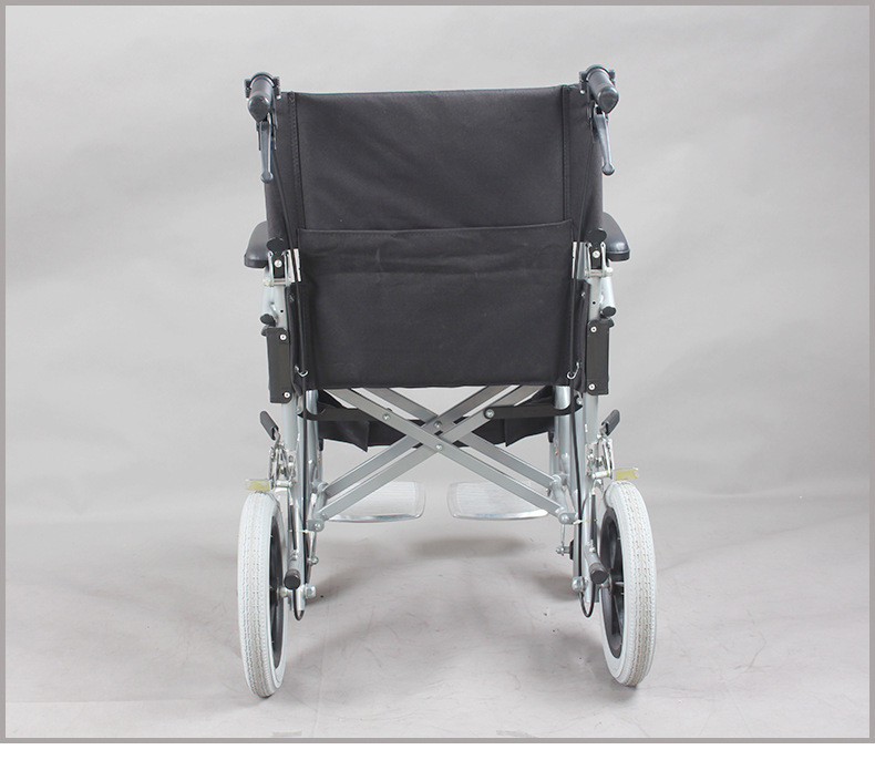 AUFU 佛山轮椅可折叠轻便带坐便铝合金免充气PU轮 代步推车轮椅863ABJP典雅黑 小轮