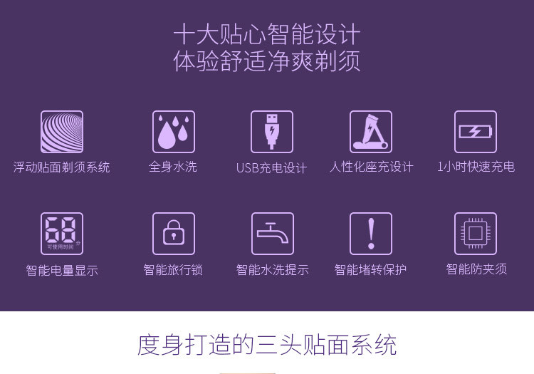 飞科/FLYCO 剃须刀全身水洗飞科电动剃须刀男士刮胡刀充电式胡须刀FS376