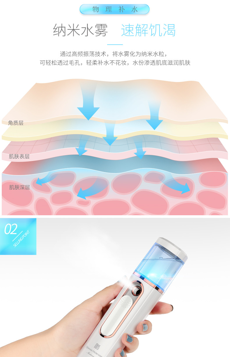 美克斯 纳米喷雾补水仪 30ml大水箱 自带充电宝功能 NV8088