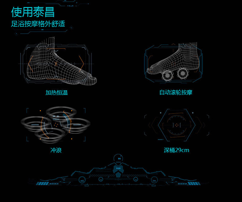 泰昌/Taichang 足浴盆全自动按摩 电动洗脚盆智能足浴器TC-2058