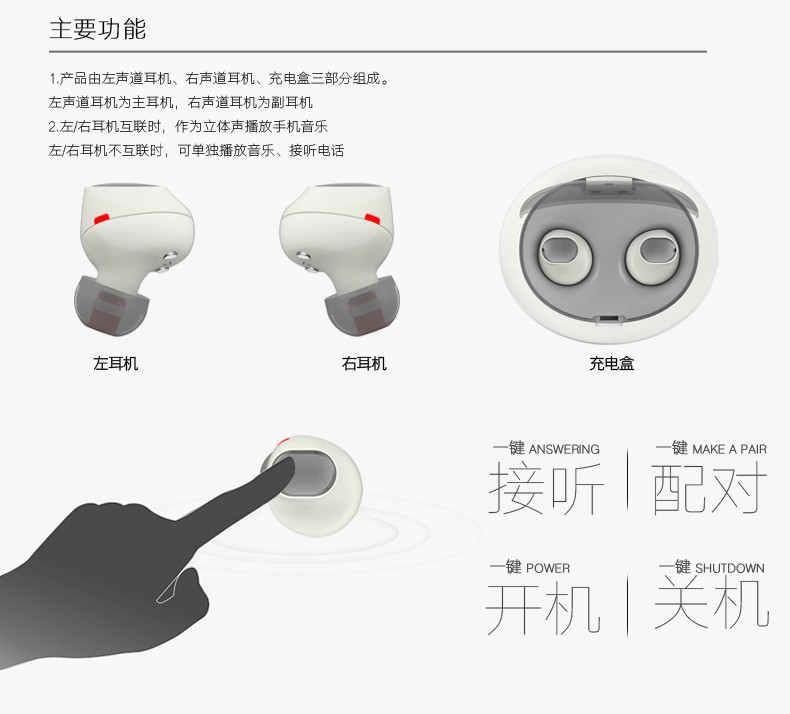 纽曼蓝牙耳机双耳无线TWINS运动迷你耳塞入耳式苹果带充电宝E30/E10