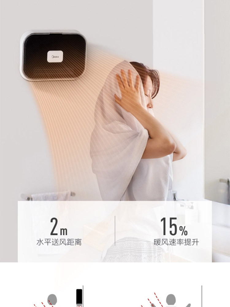 美的/MIDEA 取暖器家用暖风机浴室防水取暖机/电暖器/电暖风HFY20Y