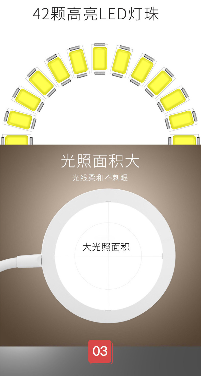 雅格 台灯创意插充电式书桌led冷暖光宿舍儿童学习护眼触摸调光台灯充电款大光面YG-T404