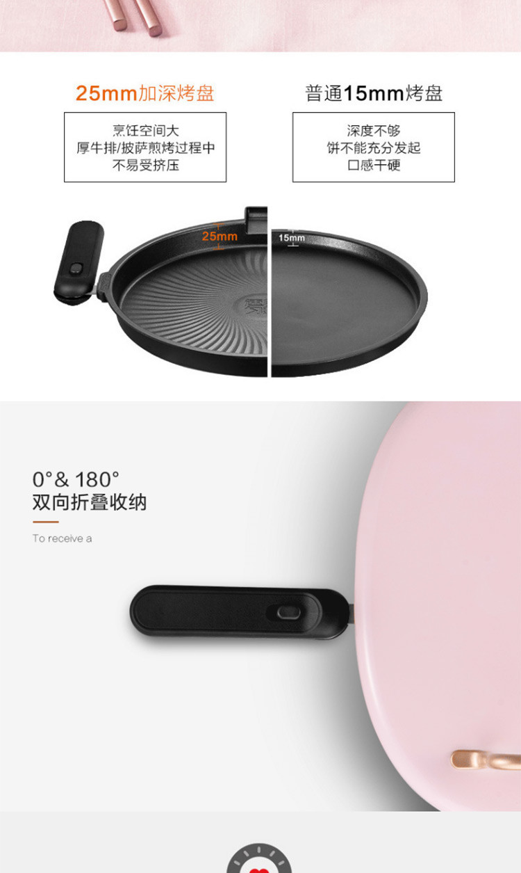 美的/MIDEA 家用双面加热全自动可拆洗多功能煎饼锅 可调火力电饼档 JK30P202