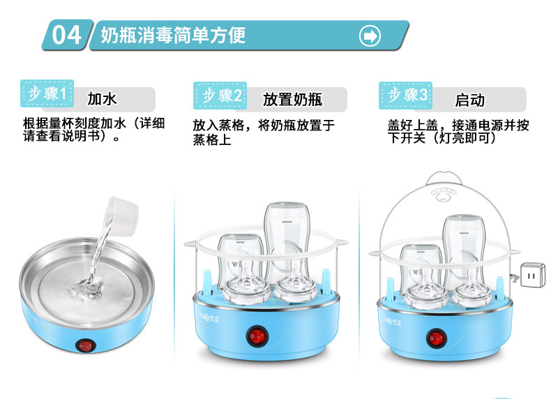 优益/YOICE 煮蛋器 双层自动断电迷你蒸蛋器Y-ZDQ1（带不锈钢小碗和蛋清分离器）