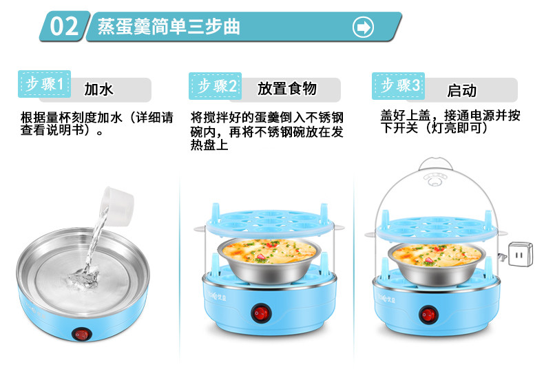 优益/YOICE 煮蛋器 双层自动断电迷你蒸蛋器Y-ZDQ1（带不锈钢小碗和蛋清分离器）