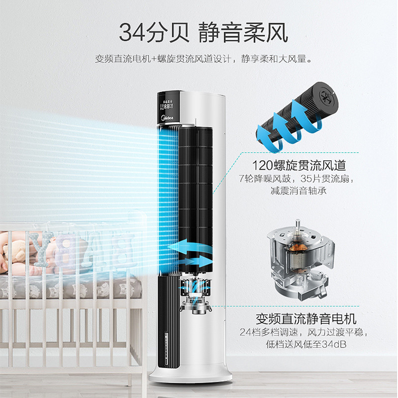 美的/MIDEA 空调扇电风扇制冷器小空调冷风机家用节能水冷风扇AC120-18AR