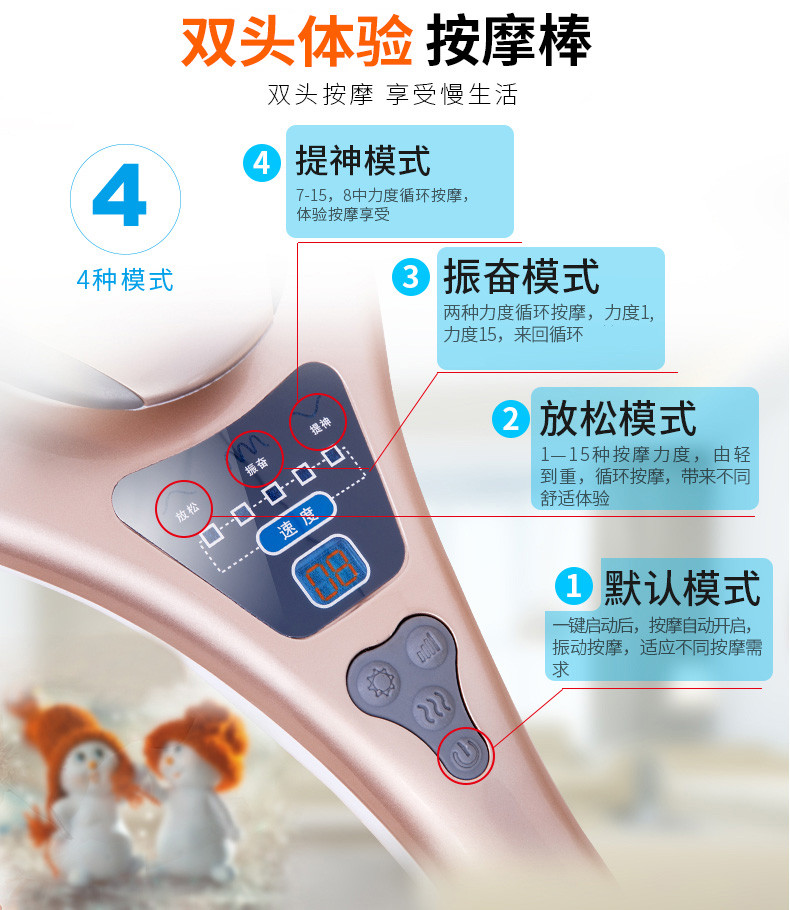 璐瑶 海豚电动按摩器震动颈椎按摩棒手持式多功能按摩仪 LY-518A