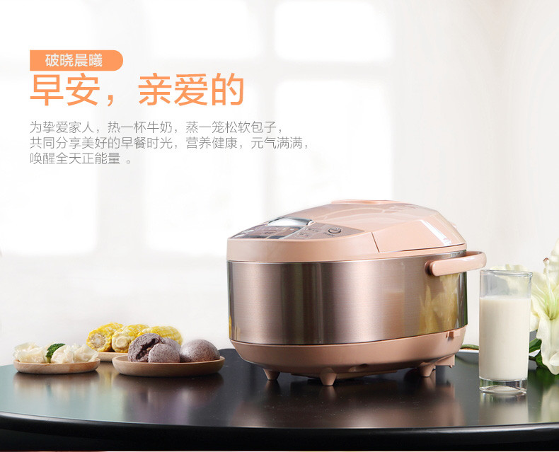 美的/MIDEA 电饭煲金属拉丝机身智能预约黄晶内胆5L电饭锅 WRD5031A