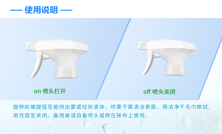 绿伞玻璃清洁剂500g*2瓶 多功能浴室玻璃车窗清洗剂不留水痕去污防尘