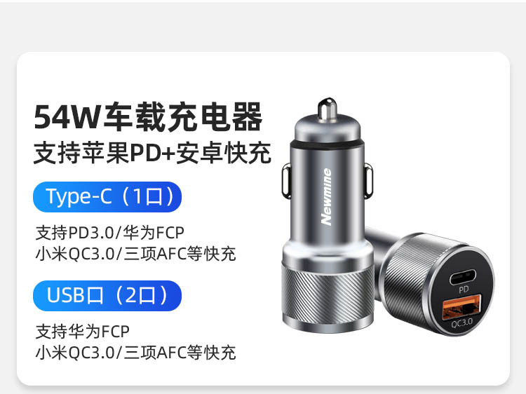 纽曼（Newmine）车载充电器 车充 点烟器转换插头 智能数显电压监测 汽车通用 HC32