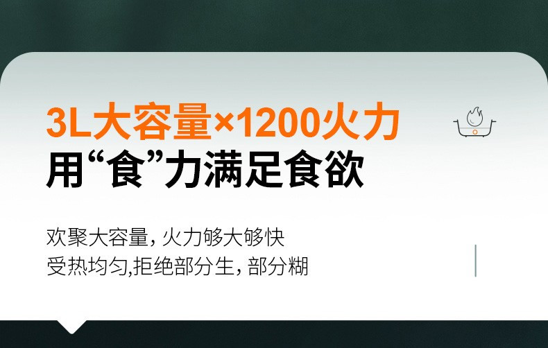 九阳/Joyoung 多功能电火锅多档位3L大容量1200W大火力HG30-GD91