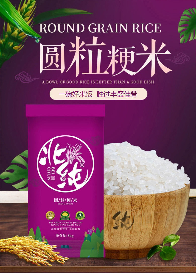  北纯  圆粒粳米东北大米珍珠米5kg