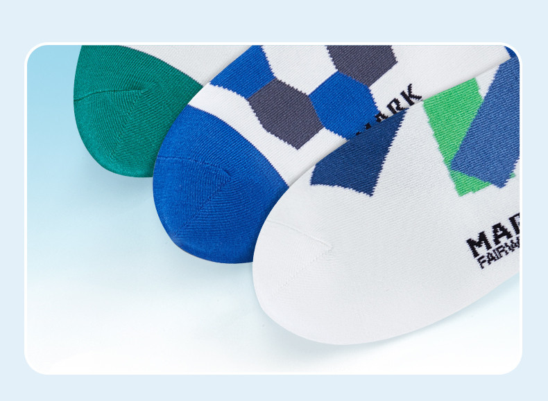  马克华菲 几何图案中筒袜 白＋蓝＋绿 663060126002