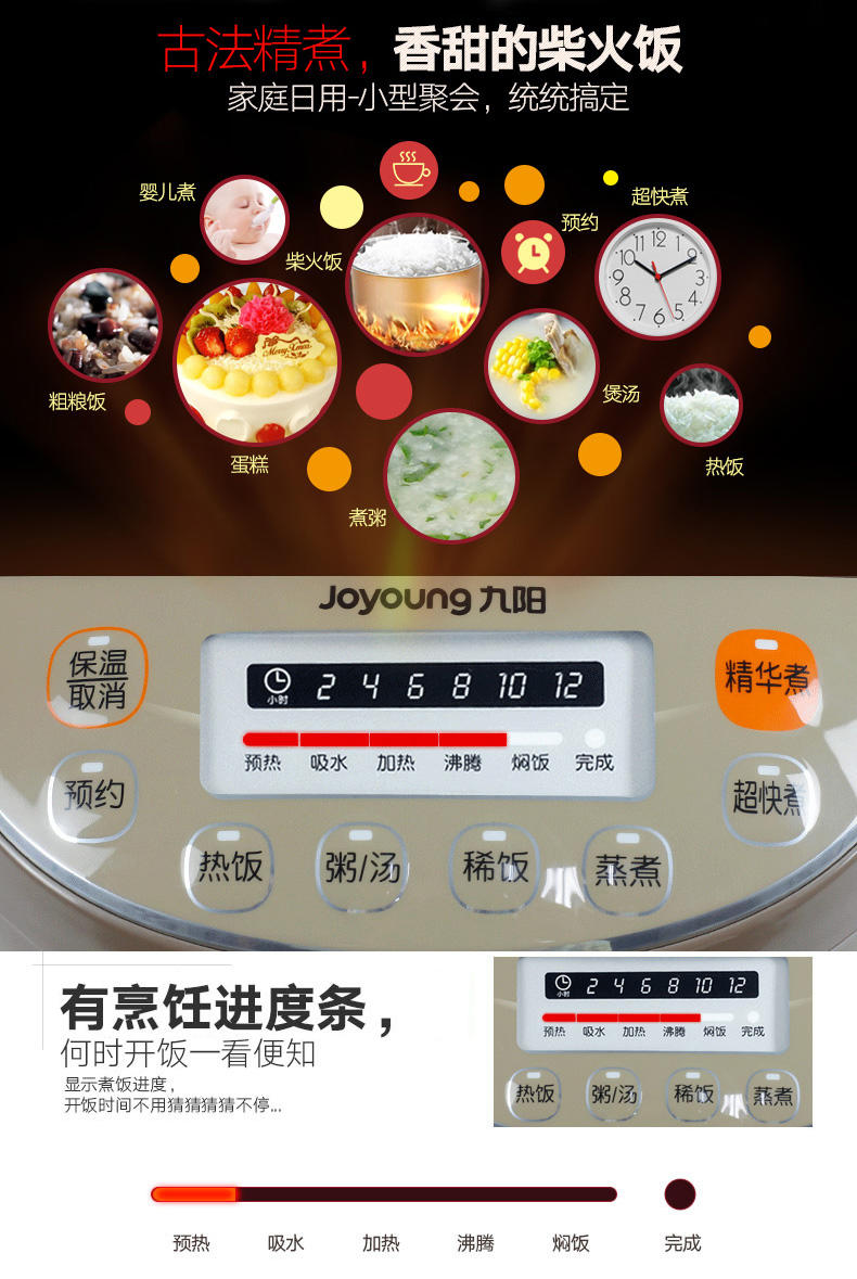 Joyoung/九阳 JYF-40FE65 4L智能预约电饭煲 多功能 正品