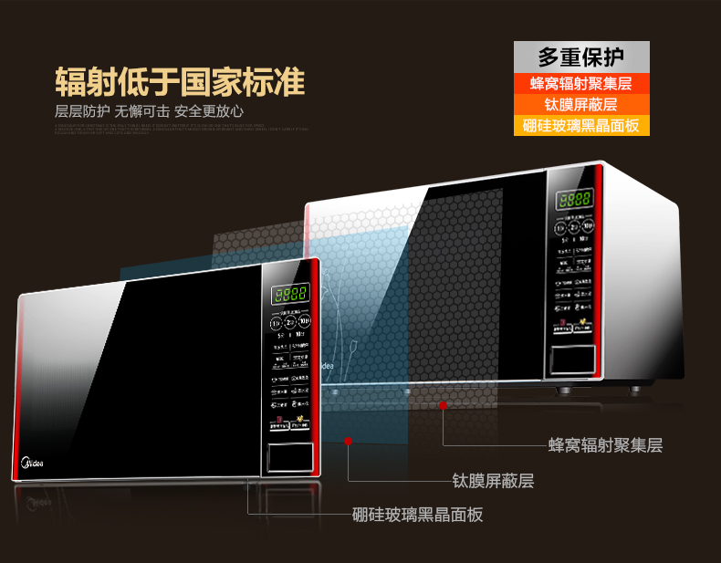 美的EM7KCG4-NR微波炉智能20L平板纳米银胆