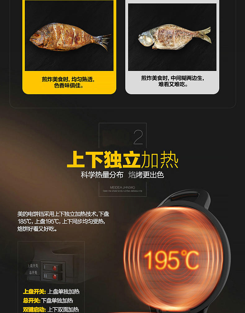 Midea/美的 加深多功能煎烤机电饼铛JHN34Q