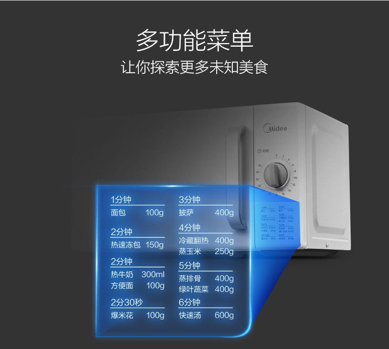 美的（Midea） 微波炉 M1-201A 20L机械式 迷你转盘 多功能家用 微波炉