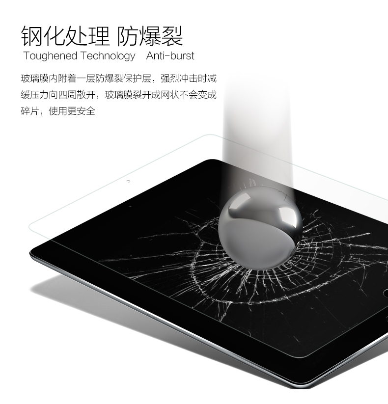 JR-BP508 ipad pro金刚二代钢化玻璃膜0.2mm直边苹果平板ipad pro钢化膜