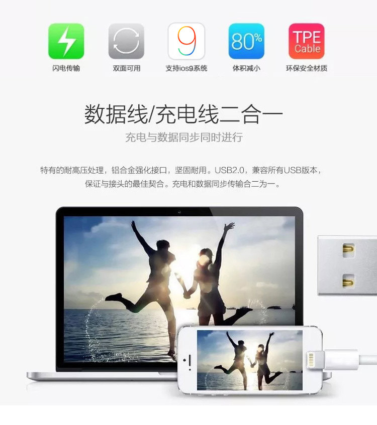 苹果原装数据线 iPhone6 Plus6S 6 5s se ipad4 air I5 I6 SE通