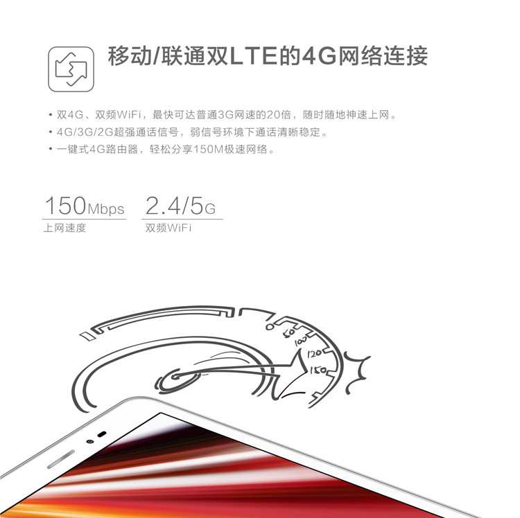 Huawei华为 T1-823L 4G 16GB 2GB运行联通移动双4G荣耀平板电脑