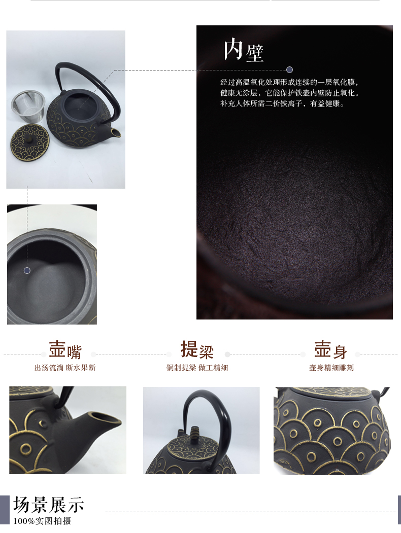 杭瑞-铁壶无涂层铁茶壶收藏茶具礼品茶壶【0.8L鱼纹壶】