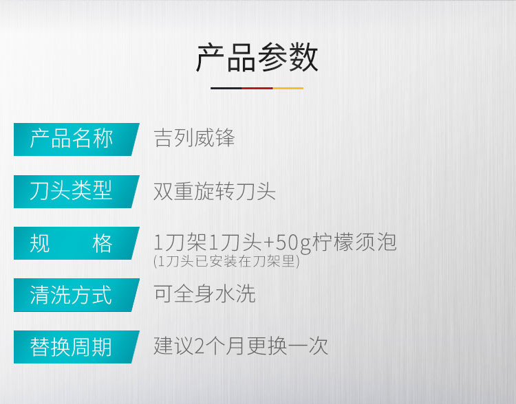 吉列 剃须刀刮胡刀手动吉利旋转刀头剃须泡沫威锋超值组合装1刀架1刀头50g须泡