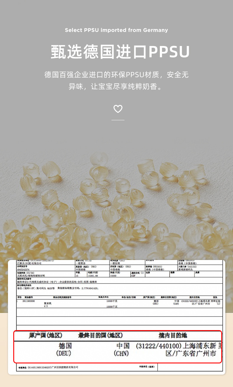 十月结晶 婴儿奶瓶PPSU新生儿宽口径带吸管手柄300ml SH815