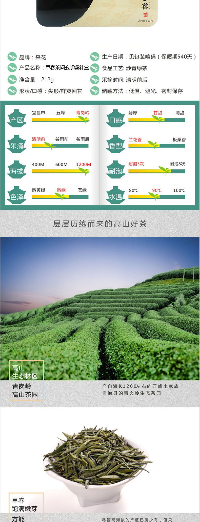 采花毛尖 问玄明睿早春茶 五峰高山芽茶 明前新茶礼盒装212g