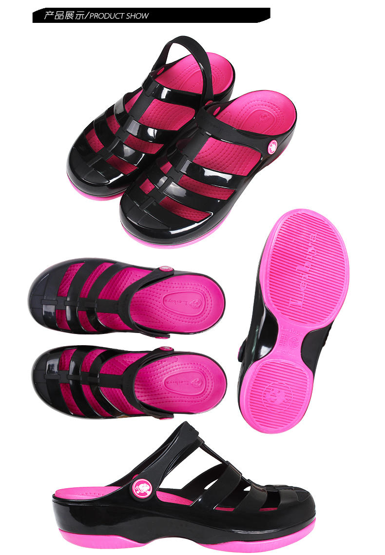 雷比亚夏季新款果冻鞋沙滩鞋女平跟女童鞋洞洞鞋