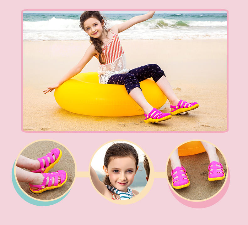 雷比亚夏季新款果冻鞋沙滩鞋女平跟女童鞋洞洞鞋