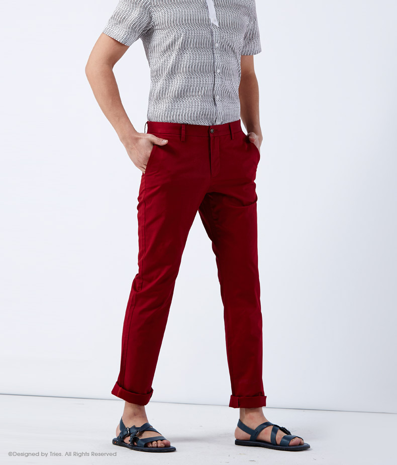 2016夏季新款才子男装男士青年商务休闲裤 纯色合体版直筒长裤