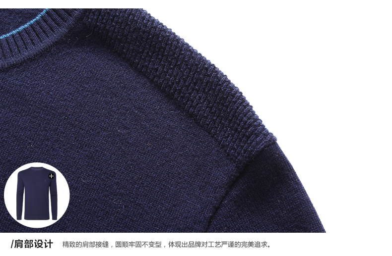 才子男装2016年春季新品男士修身圆领保暖羊毛衫 商务休闲针织