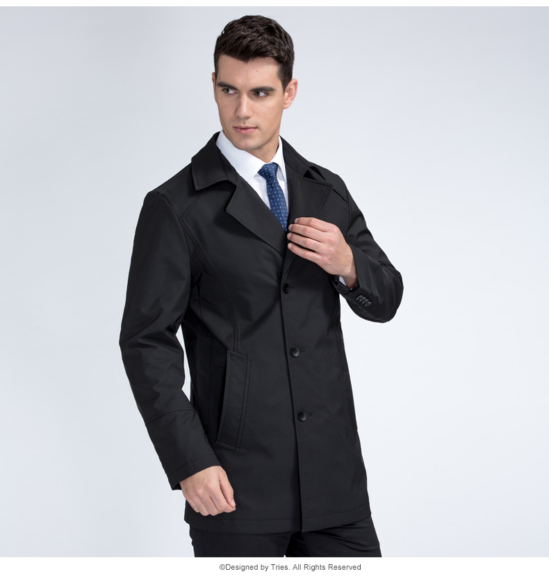 TRiES/才子男装秋冬新款男士青年舒适百搭黑色夹克jacket外套