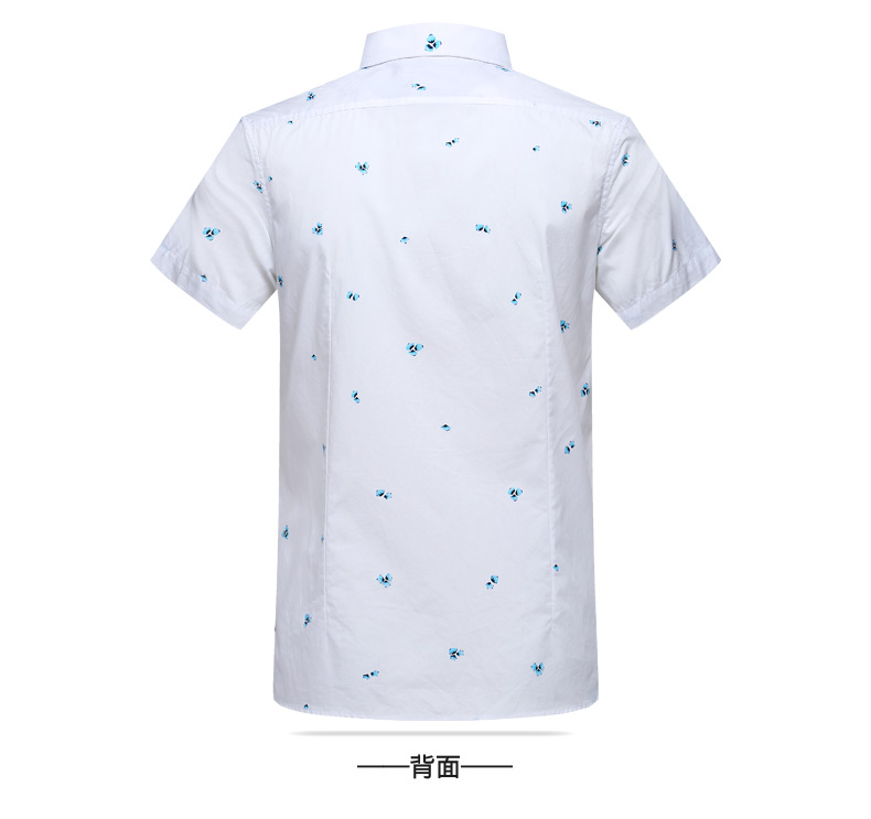 TRiES/才子男装2017夏季新款男士时尚修身印花衬衣休闲短袖衬衫