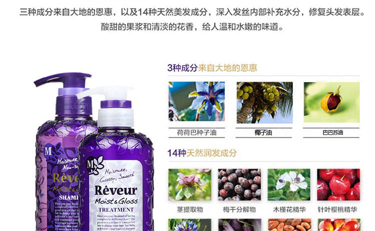 【日本进口】Reveur 无硅油洗发水、护发素套装