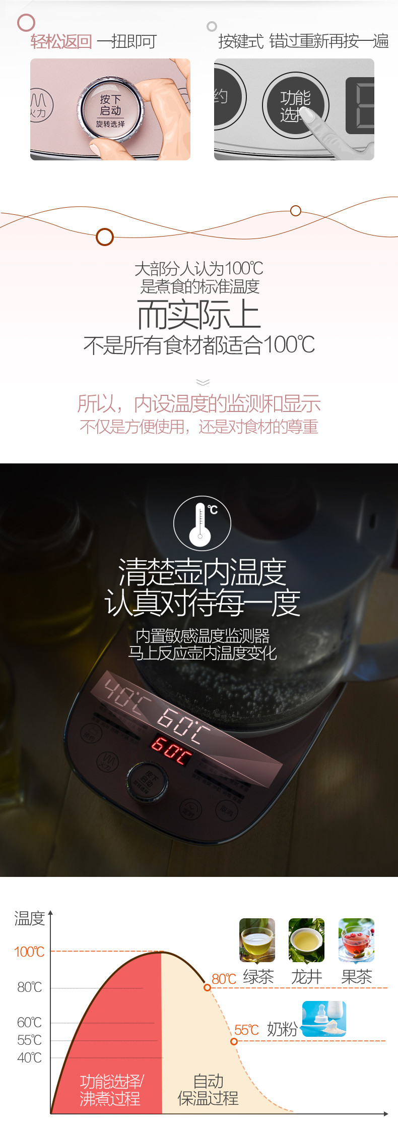 Bear/小熊YSH-A15E1养生壶全自动加厚玻璃 多功能玻璃电煮茶器花茶壶烧水壶家用