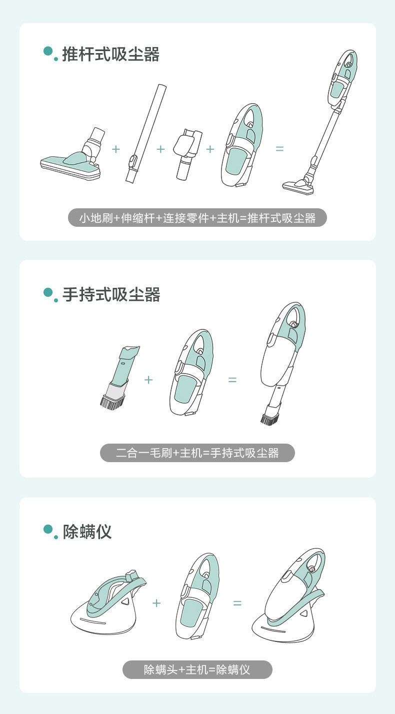 Bear/小熊 CMY-A04E1吸尘器大吸力家用床上毛除螨仪紫外线杀菌机