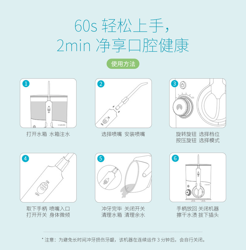 安卫大波浪（xwaves）水牙线/洗牙器/洁牙器/冲牙器 家用台式电动冲牙器 非电动牙刷 白色 白色