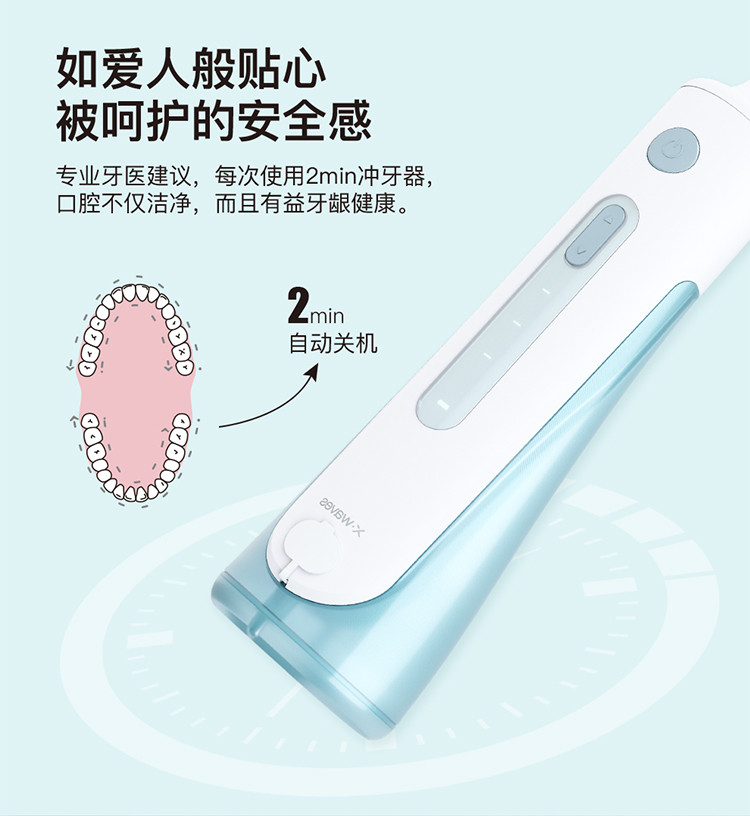 安卫小蛮腰SE（xwaves）电动冲牙器正畸水牙线口腔牙结石冲牙洗牙器便携式 【白色】升级便携款