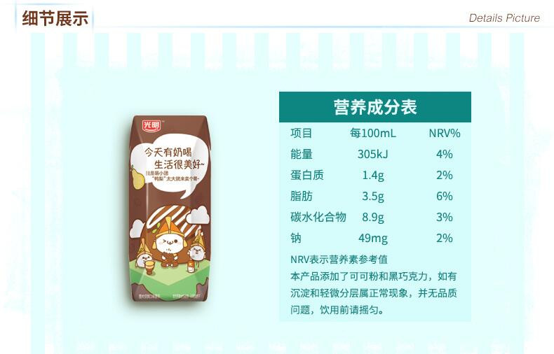 光明萌小团巧克力牛奶饮品网红奶200ml*12/礼盒装整箱批发 9月产