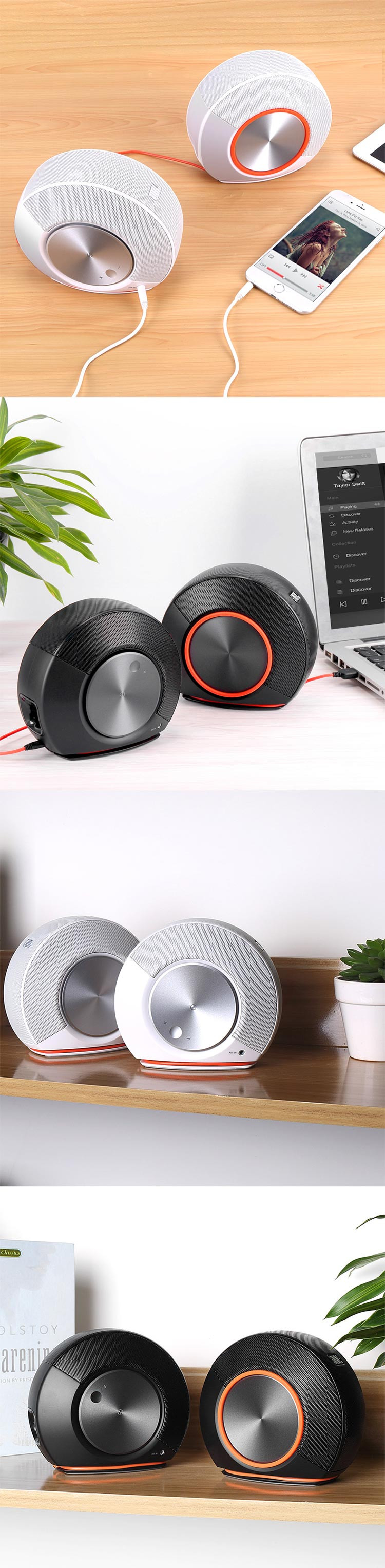 JBL Pebbles 音乐蜗牛 电脑小音箱 USB供电 低音炮 2.0迷你音响 白色橙色可选