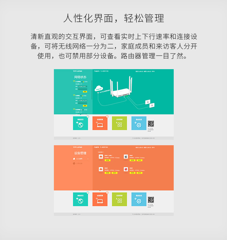 TP-LINK TL-WDR7300 智能11AC双频无线路由器 光纤宽带大户型穿墙