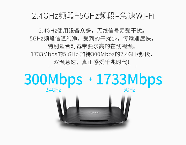 TP-LINK TL-WDR7300 智能11AC双频无线路由器 光纤宽带大户型穿墙