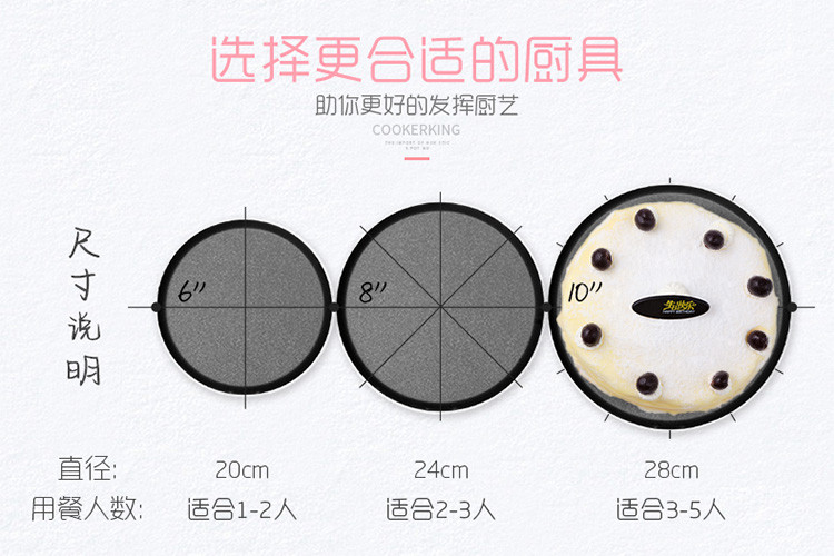 【京东超市】炊大皇不粘煎锅20cm平底锅班戟盘煎盘不糊煎蛋皮班戟皮蛋糕皮面皮电磁炉通用